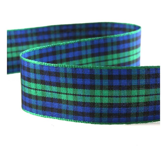 Blue Tartan Ribbon 24mm x 5m 1 Blue Tartan Ribbon 24mm x 5m