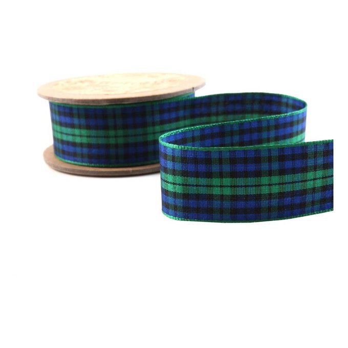 Blue Tartan Ribbon 24mm x 5m 2 Blue Tartan Ribbon 24mm x 5m
