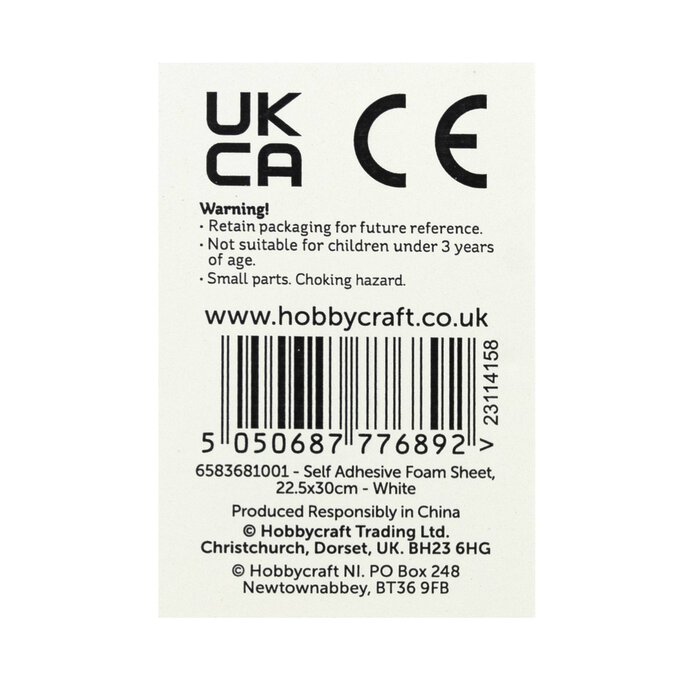 White Self-Adhesive EVA Foam Sheet 22.5 x 30cm 6 White Self-Adhesive EVA Foam Sheet 22.5 x 30cm