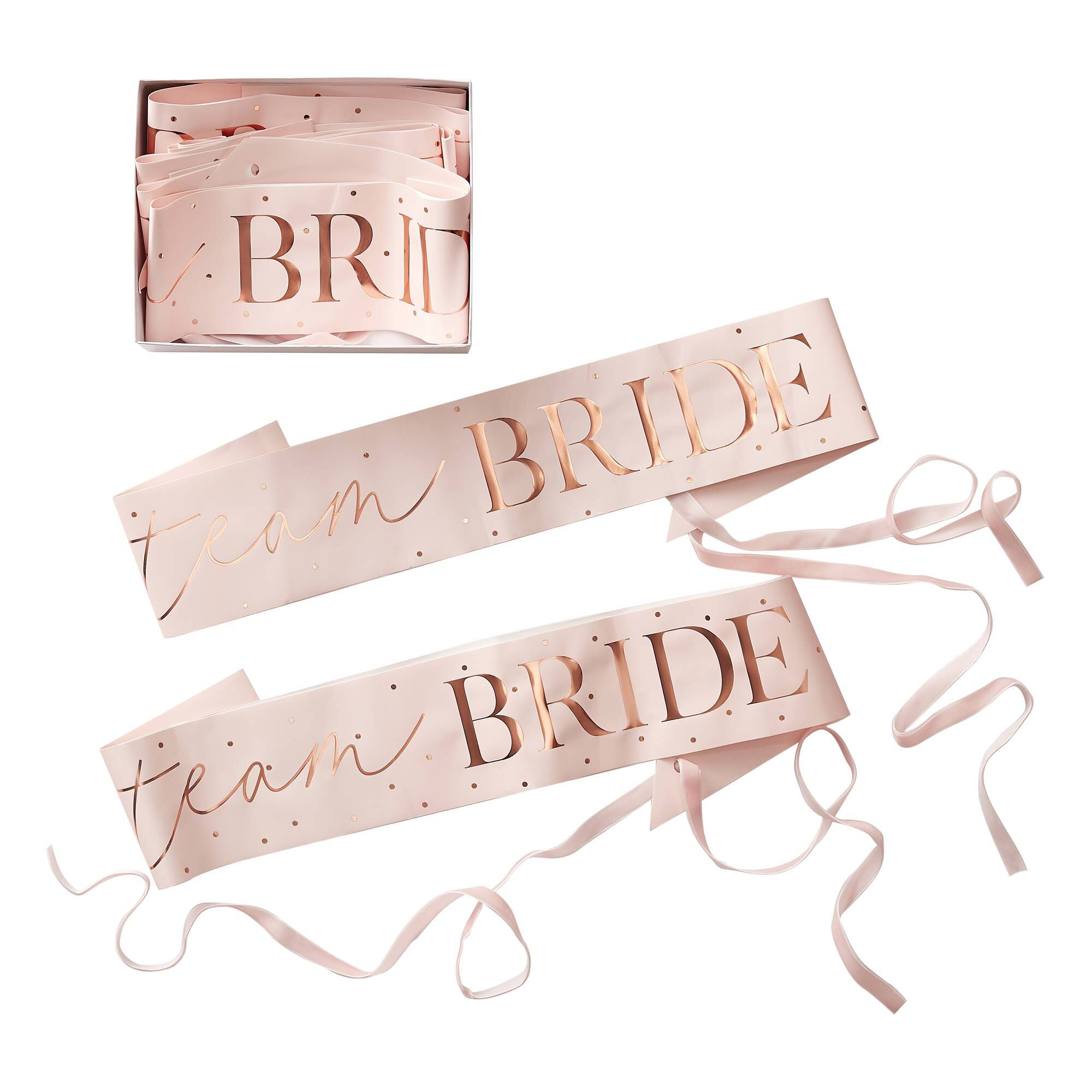 Ginger Ray Rose Gold Team Bride Sashes 6 Pack 1 Ginger Ray Rose Gold Team Bride Sashes 6 Pack