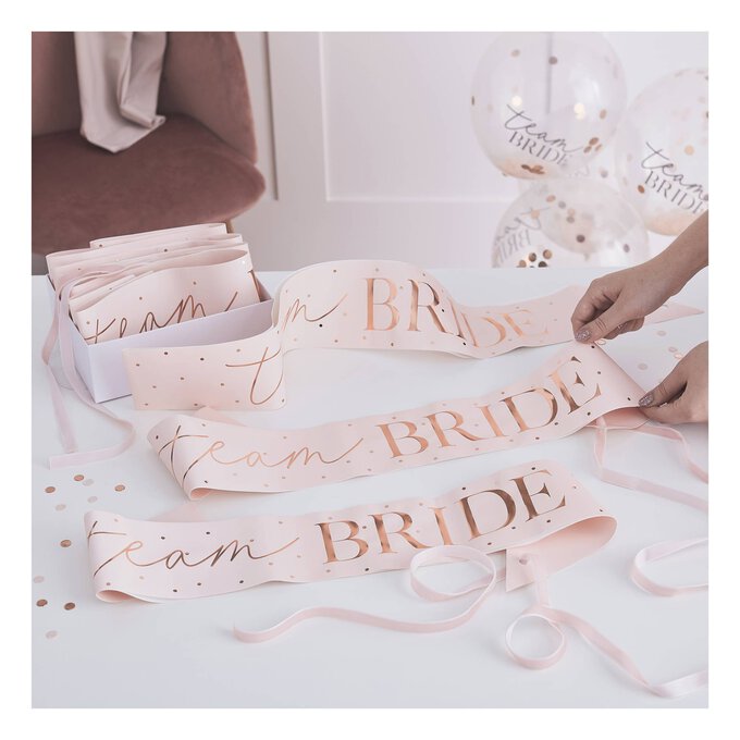 Ginger Ray Rose Gold Team Bride Sashes 6 Pack 2 Ginger Ray Rose Gold Team Bride Sashes 6 Pack