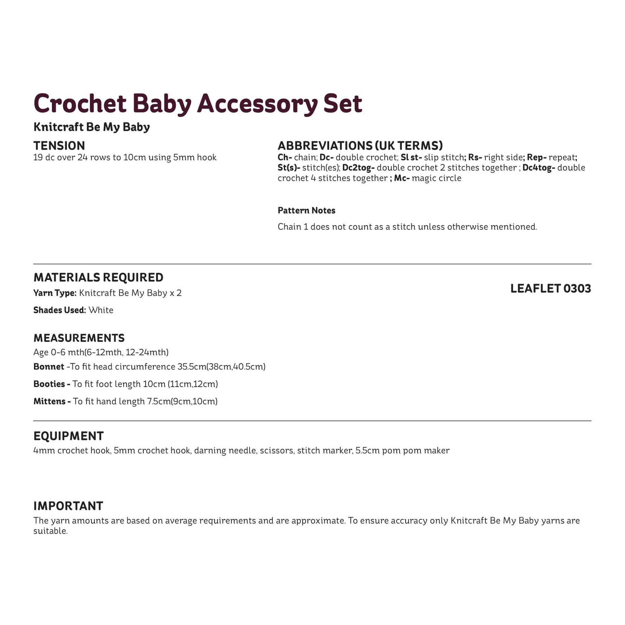 Knitcraft Crochet Baby Accessories Digital Pattern 0303 3 Knitcraft Crochet Baby Accessories Digital Pattern 0303