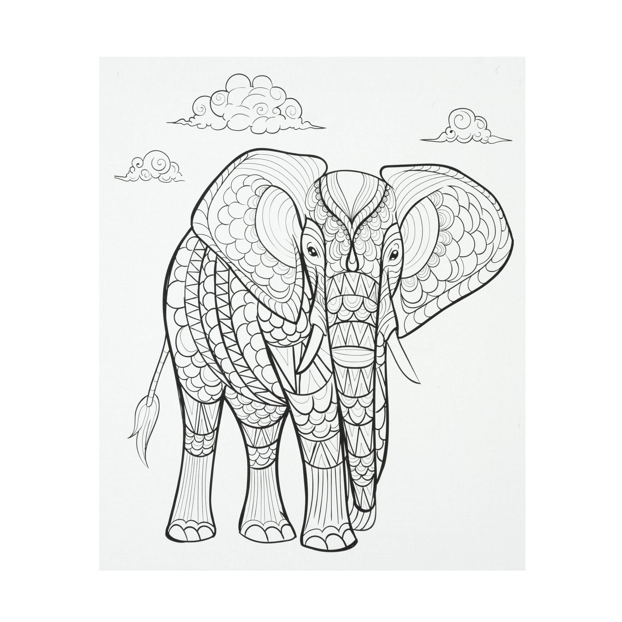 Elephant Colour-in Canvas 1 Elephant Colour-in Canvas