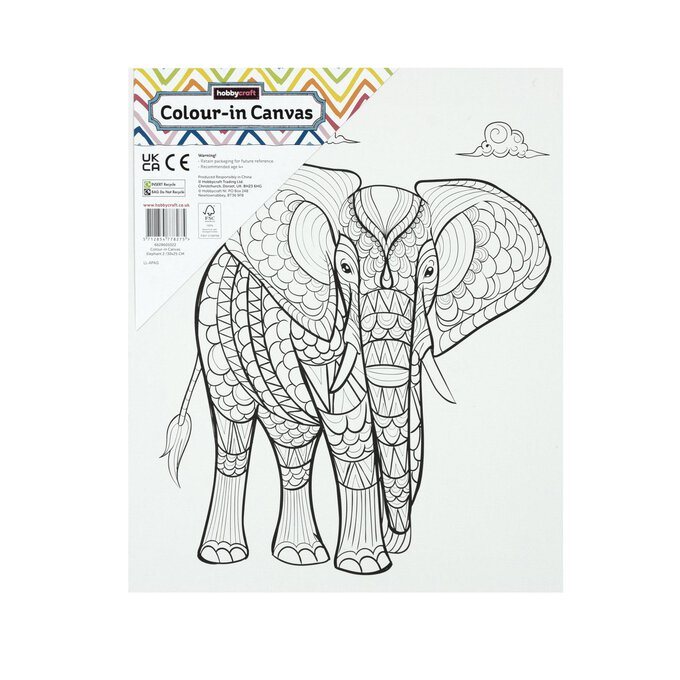 Elephant Colour-in Canvas 4 Elephant Colour-in Canvas