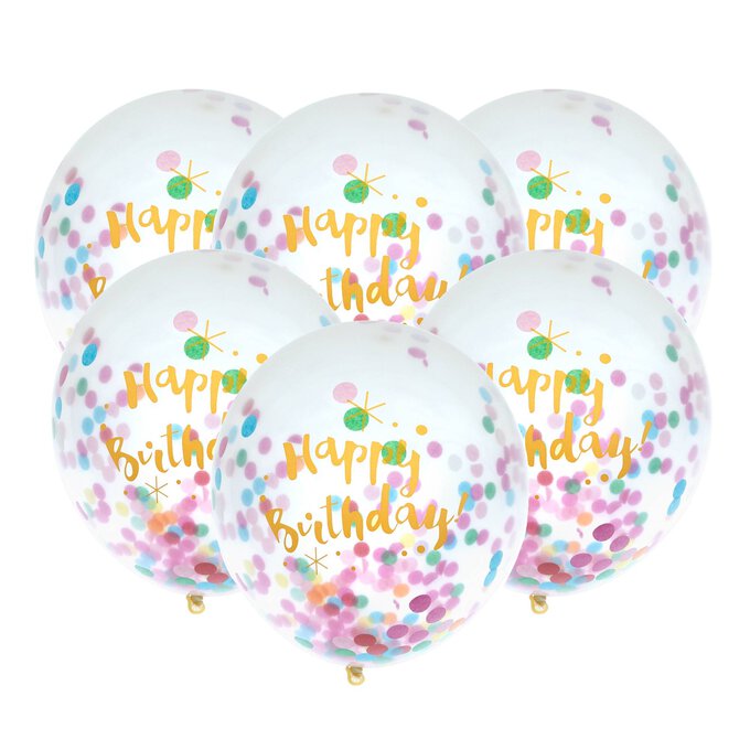 Bright Happy Birthday Confetti Balloons 6 Pack 1 Bright Happy Birthday Confetti Balloons 6 Pack