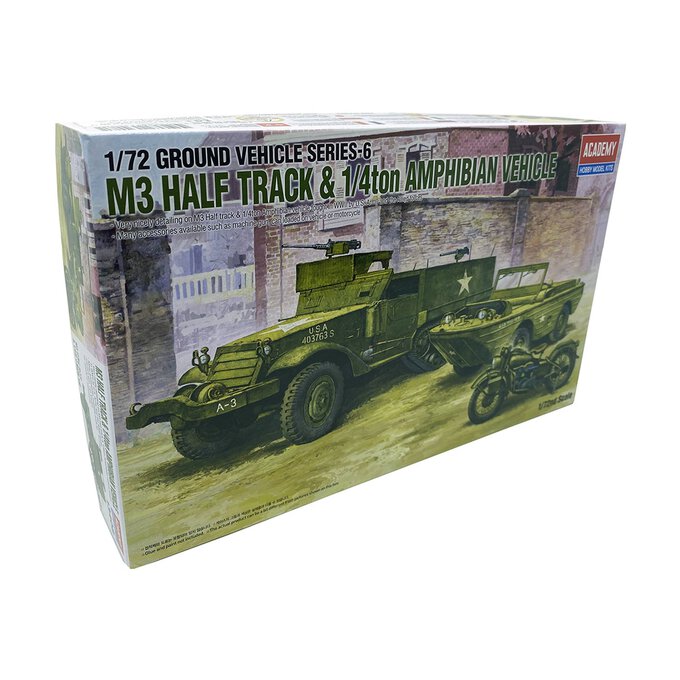 Academy M3 Half Track and Amphibian Vehicle Model Kit 1:72 1 Academy M3 Half Track and Amphibian Vehicle Model Kit 1:72