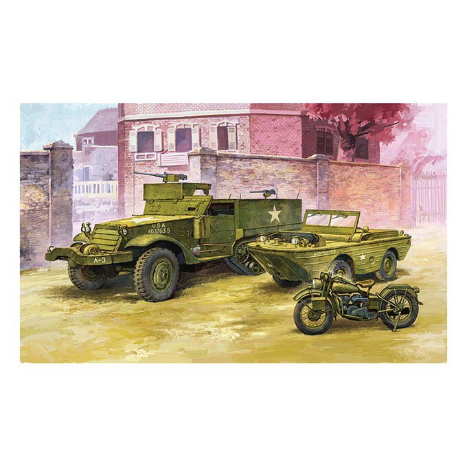 Academy M3 Half Track and Amphibian Vehicle Model Kit 1:72 2 Academy M3 Half Track and Amphibian Vehicle Model Kit 1:72