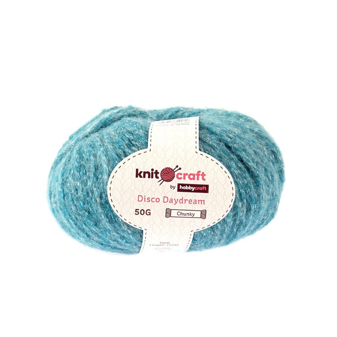 Knitcraft Turquoise Disco Daydream Chunky Yarn 50g 1 Knitcraft Turquoise Disco Daydream Chunky Yarn 50g