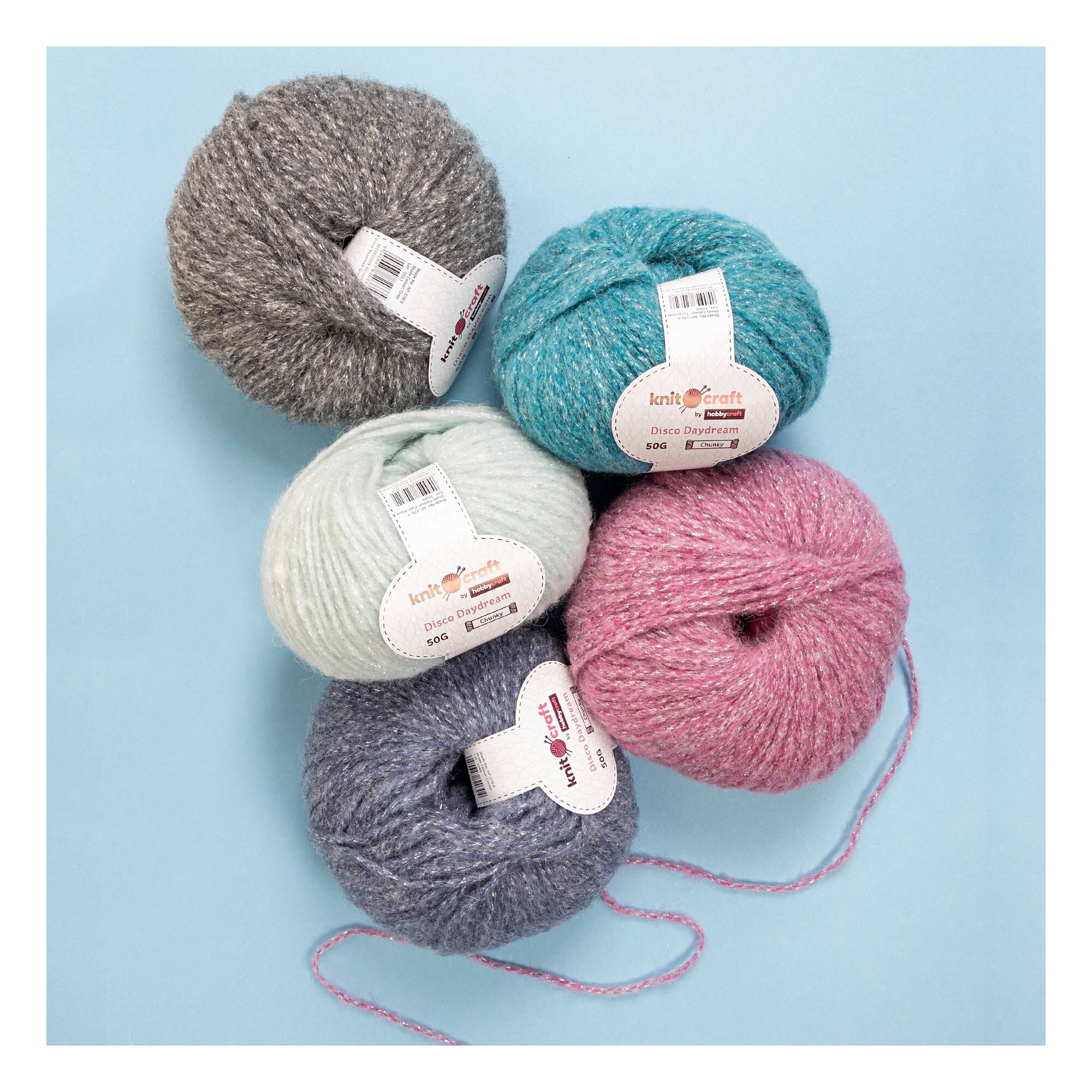 Knitcraft Turquoise Disco Daydream Chunky Yarn 50g 5 Knitcraft Turquoise Disco Daydream Chunky Yarn 50g