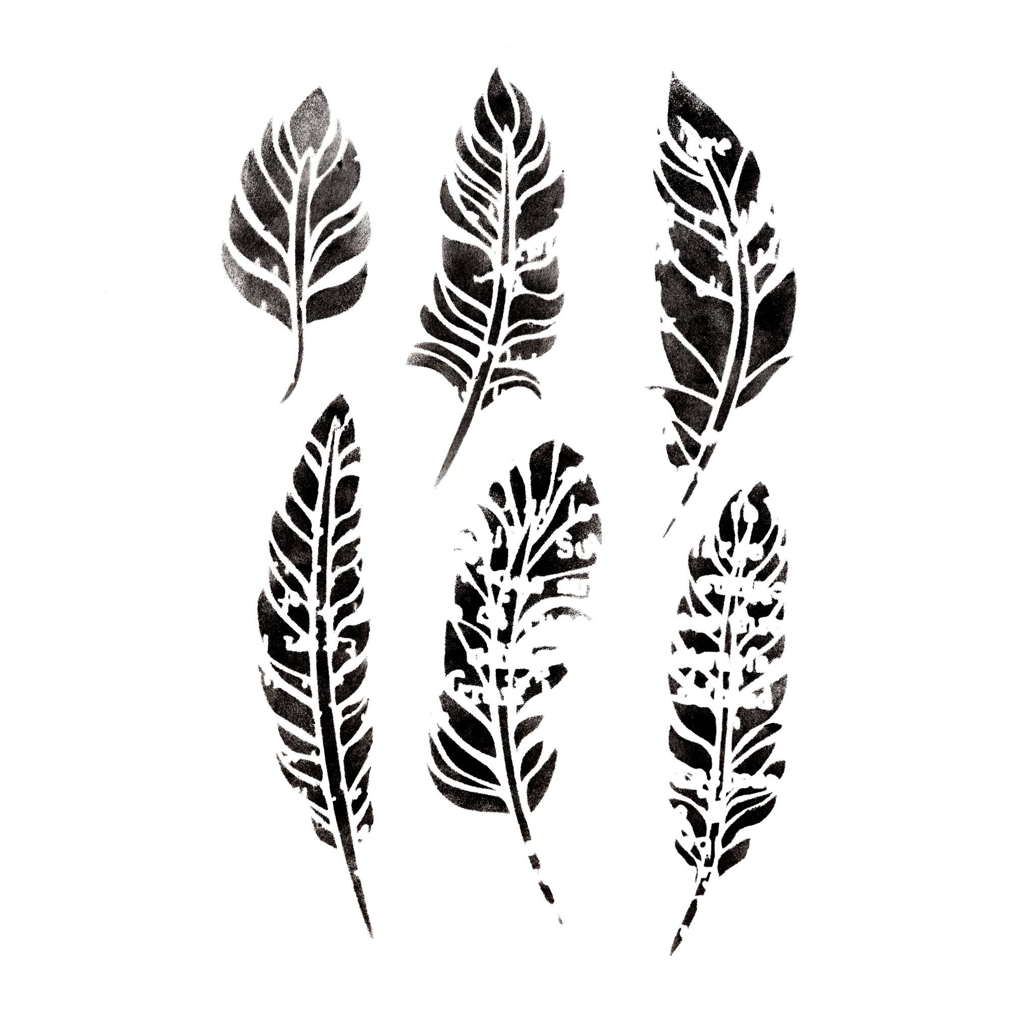 Feathers Stencil 21cm x 29cm 2 Feathers Stencil 21cm x 29cm