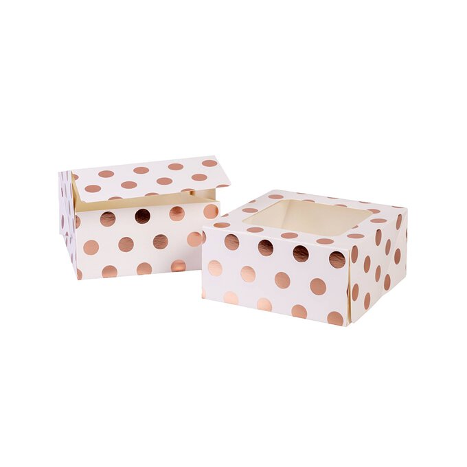 Rose Gold Polka Dot Small Treat Boxes 2 Pack 1 Rose Gold Polka Dot Small Treat Boxes 2 Pack