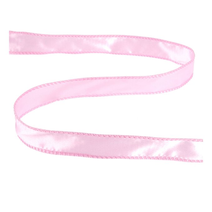 Pale Pink Wire Edge Satin Ribbon 25mm x 3m 1 Pale Pink Wire Edge Satin Ribbon 25mm x 3m