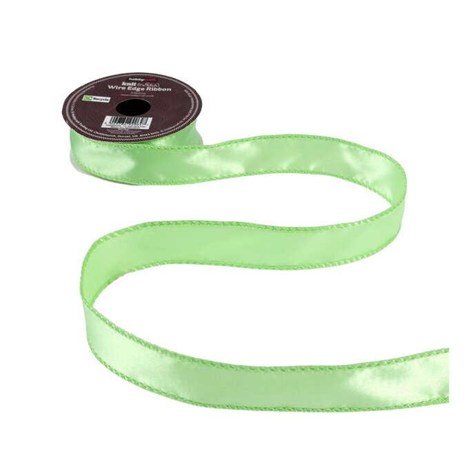Apple Wire Edge Satin Ribbon 25mm x 3m 2 Apple Wire Edge Satin Ribbon 25mm x 3m