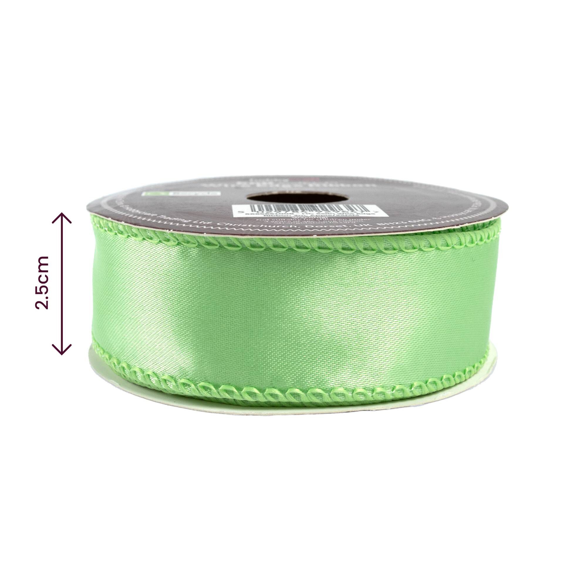 Apple Wire Edge Satin Ribbon 25mm x 3m 3 Apple Wire Edge Satin Ribbon 25mm x 3m