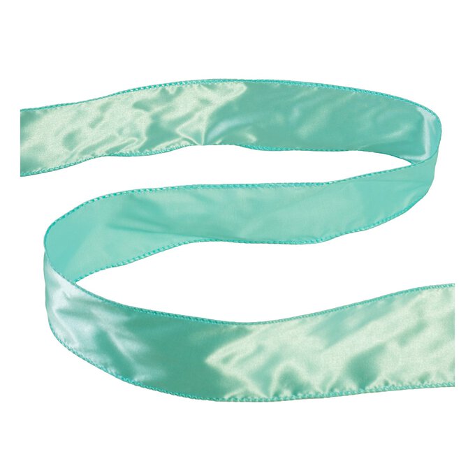 Aqua Wire Edge Satin Ribbon 63mm x 3m 1 Aqua Wire Edge Satin Ribbon 63mm x 3m