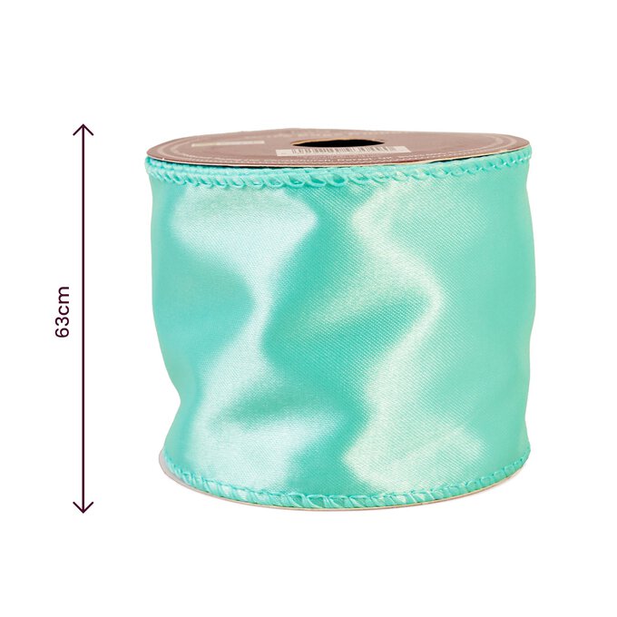 Aqua Wire Edge Satin Ribbon 63mm x 3m 3 Aqua Wire Edge Satin Ribbon 63mm x 3m