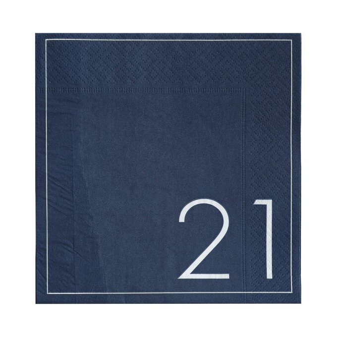 Ginger Ray Navy 21st Birthday Napkins 16 Pack