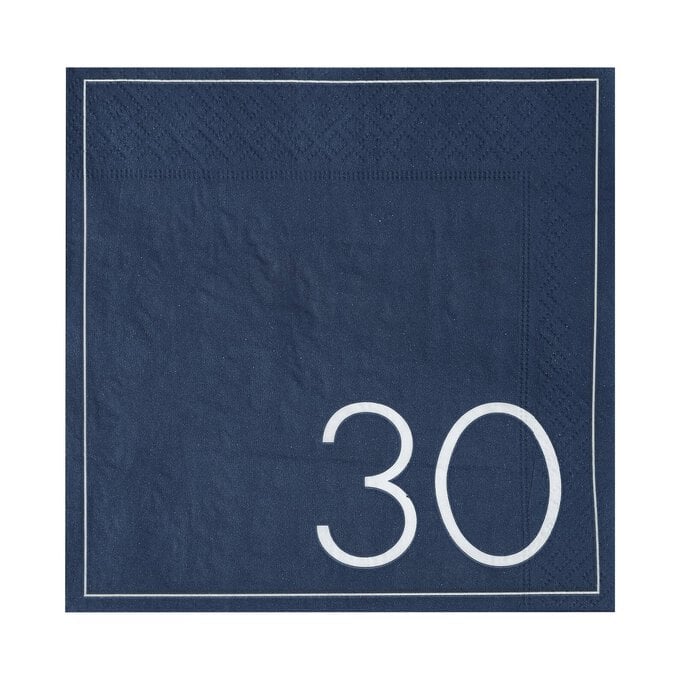 Ginger Ray Navy 30th Birthday Napkins 16 Pack