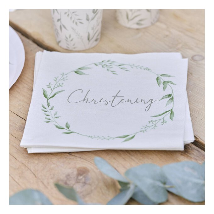 Ginger Ray Christening Wreath Napkins 16 Pack 1 Ginger Ray Christening Wreath Napkins 16 Pack