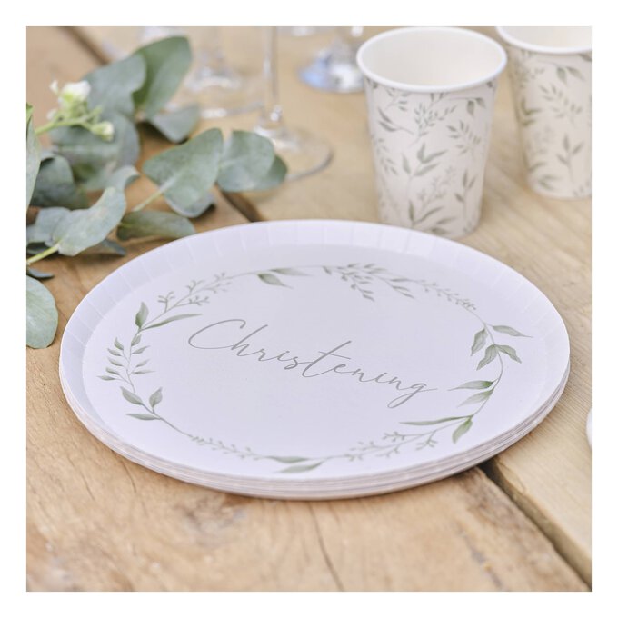 Ginger Ray Christening Wreath Plates 8 Pack 1 Ginger Ray Christening Wreath Plates 8 Pack
