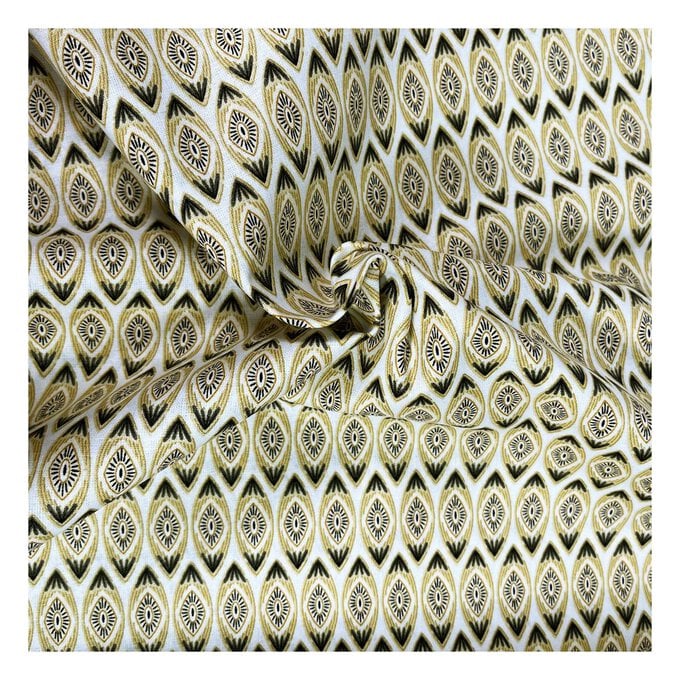 Oval Tile Stone Branch Cotton Fabric by the Metre 1 Oval Tile Stone Branch Cotton Fabric by the Metre