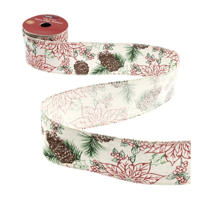 Festive Foliage Wire Edge Ribbon 63mm x 3m