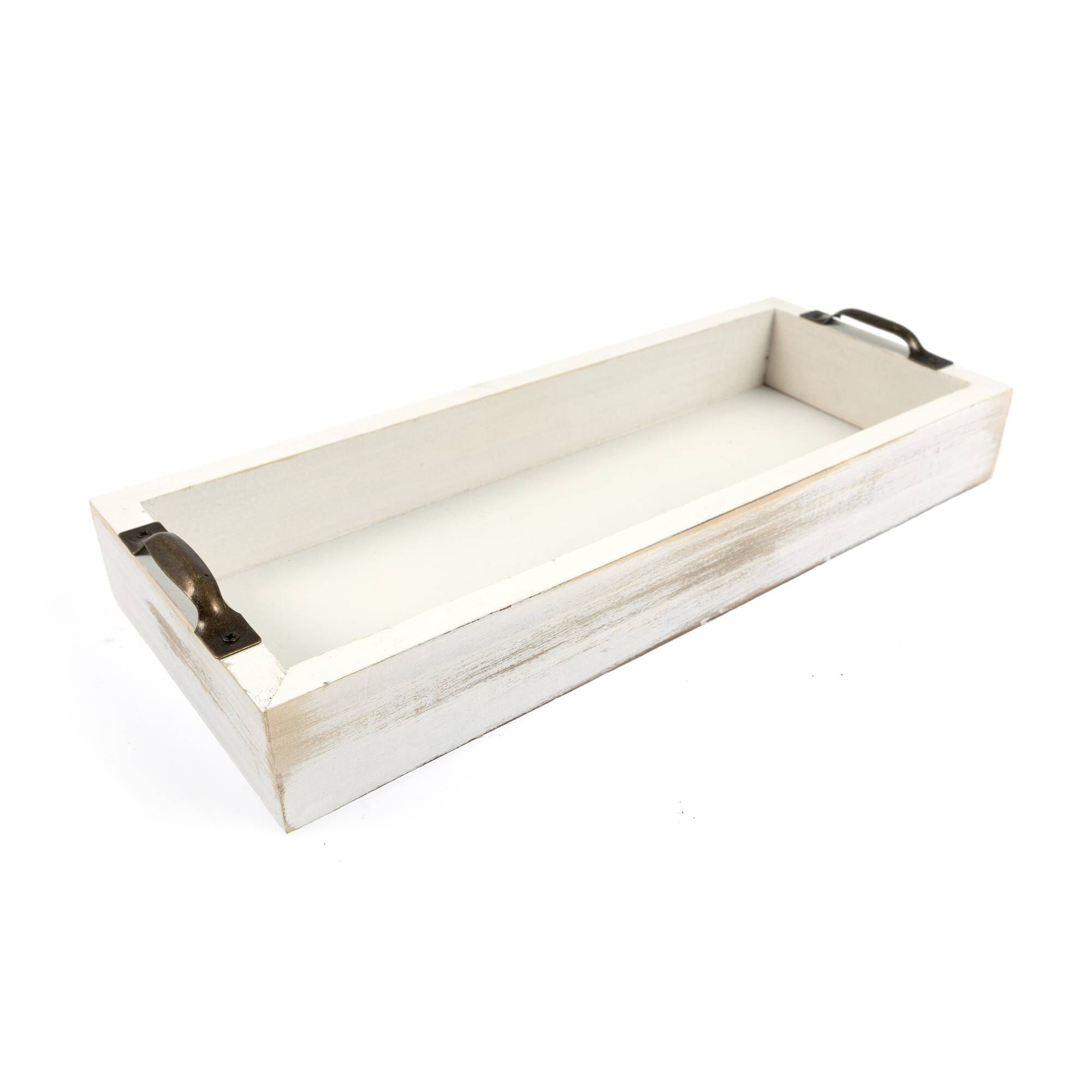 White Wooden Rectangular Tray 30cm x 12cm x 5cm 1 White Wooden Rectangular Tray 30cm x 12cm x 5cm