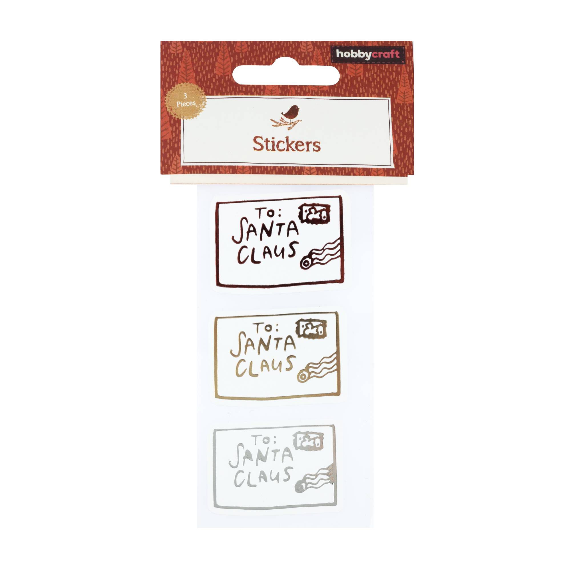 Foiled Santa Letter Stickers 3 Pack