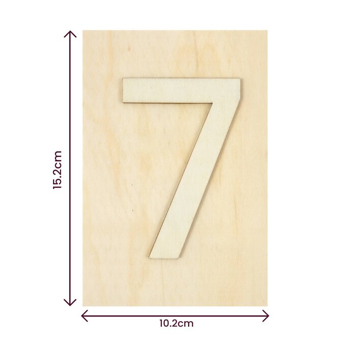 Wooden Number 7 Plaque 10cm x 15cm 4 Wooden Number 7 Plaque 10cm x 15cm