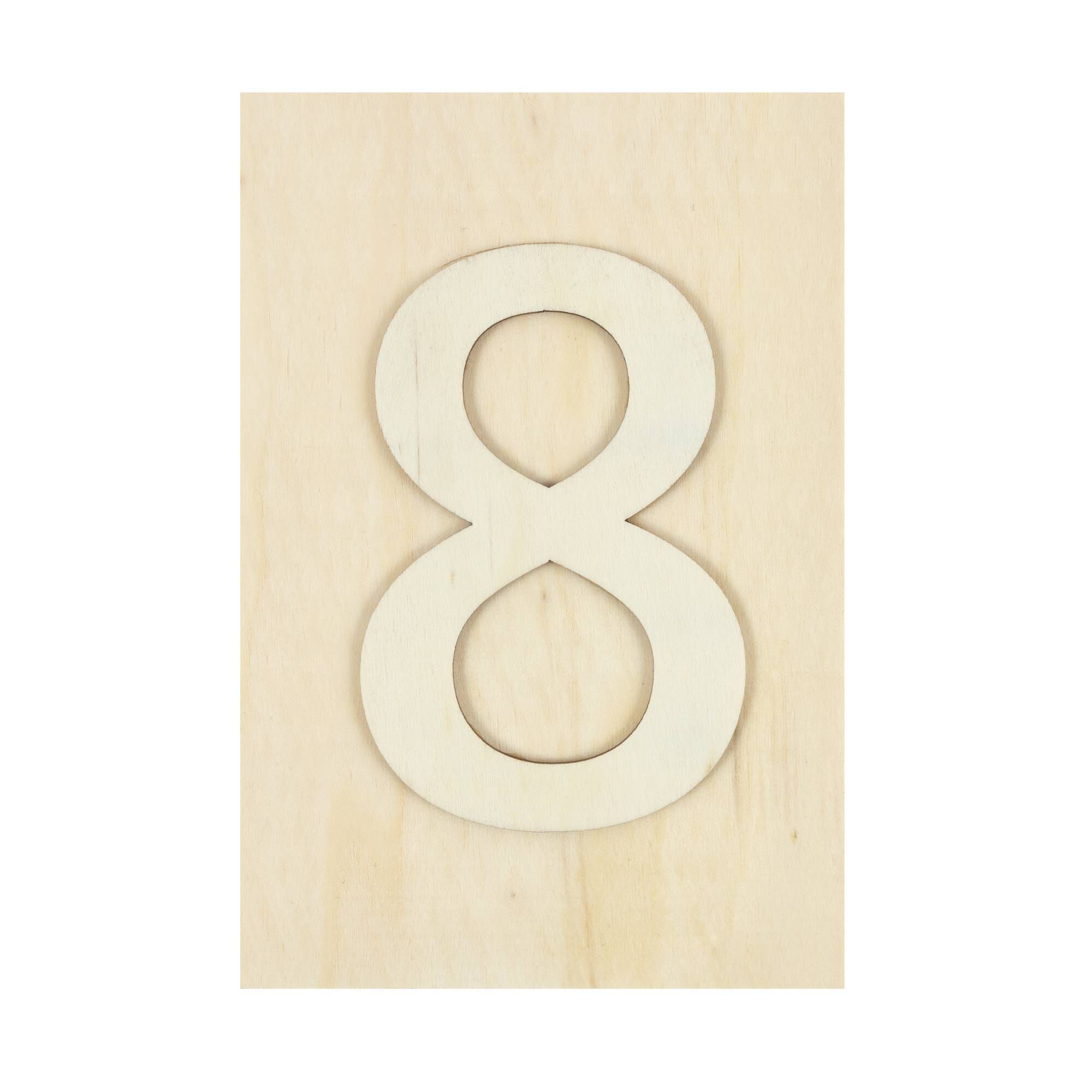 Wooden Number 8 Plaque 10cm x 15cm 1 Wooden Number 8 Plaque 10cm x 15cm