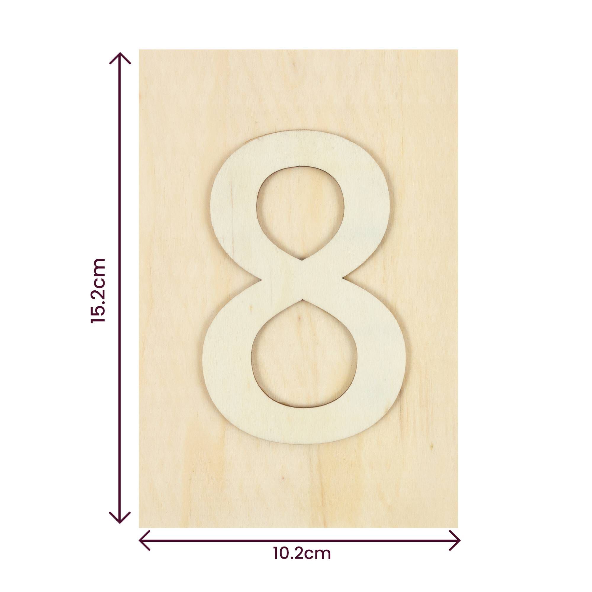 Wooden Number 8 Plaque 10cm x 15cm 4 Wooden Number 8 Plaque 10cm x 15cm