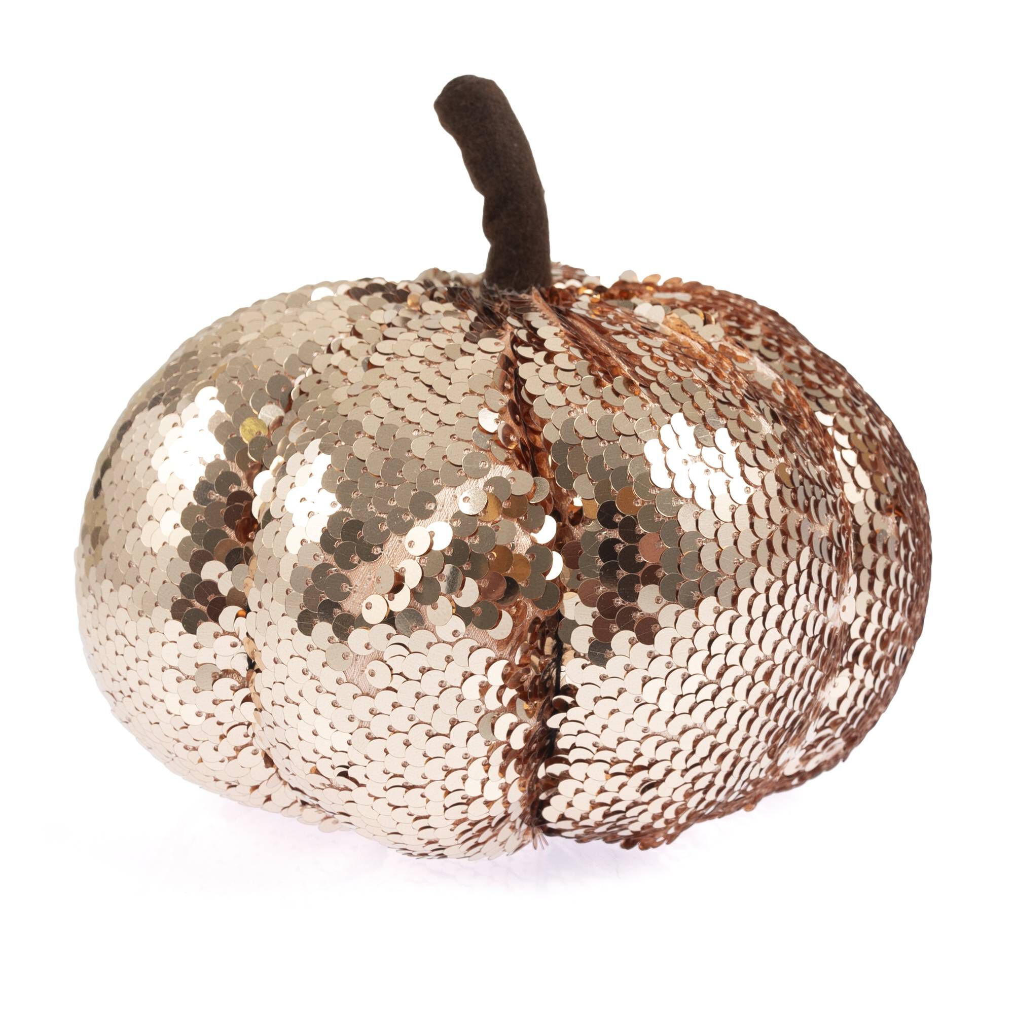 Rose Gold Sequin Pumpkin 17cm 1 Rose Gold Sequin Pumpkin 17cm