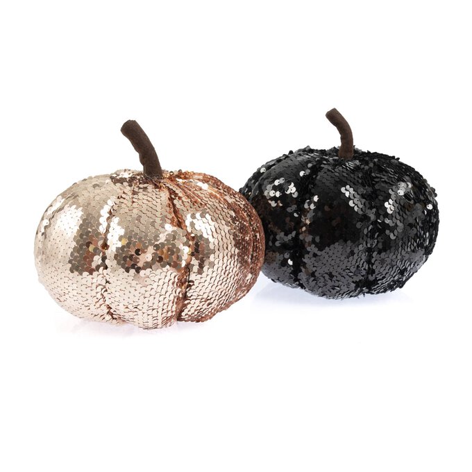 Rose Gold Sequin Pumpkin 17cm 3 Rose Gold Sequin Pumpkin 17cm