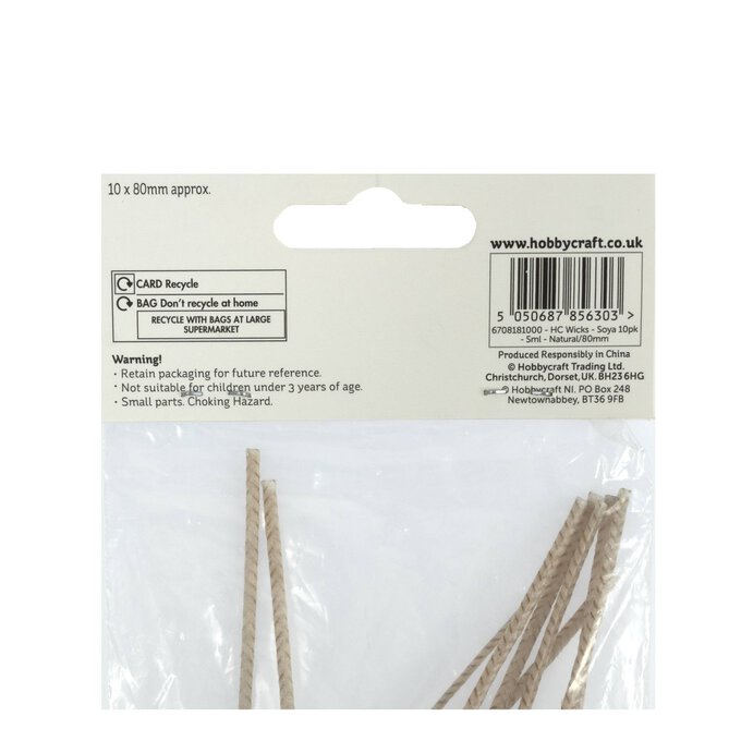 Pre-Waxed Wick Assemblies for Soya Wax 80mm 10 Pack 5 Pre-Waxed Wick Assemblies for Soya Wax 80mm 10 Pack