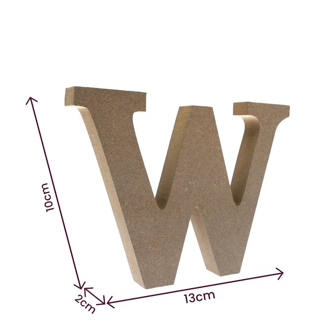 MDF Wooden Letter W 13cm 4 MDF Wooden Letter W 13cm