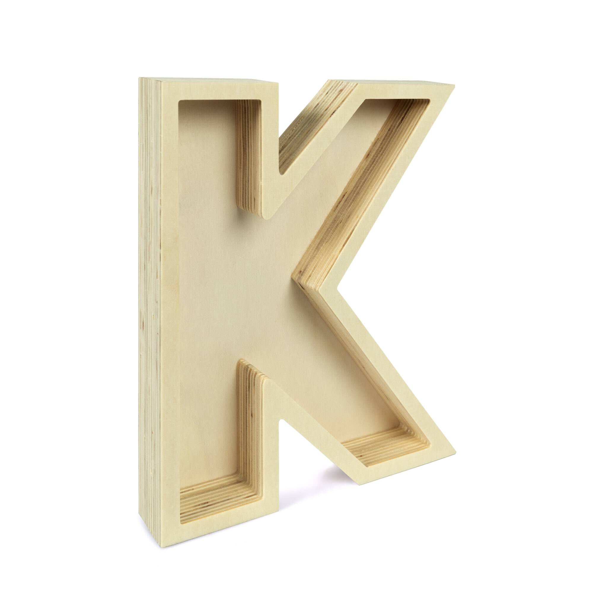 Wooden Fillable Letter K 22cm