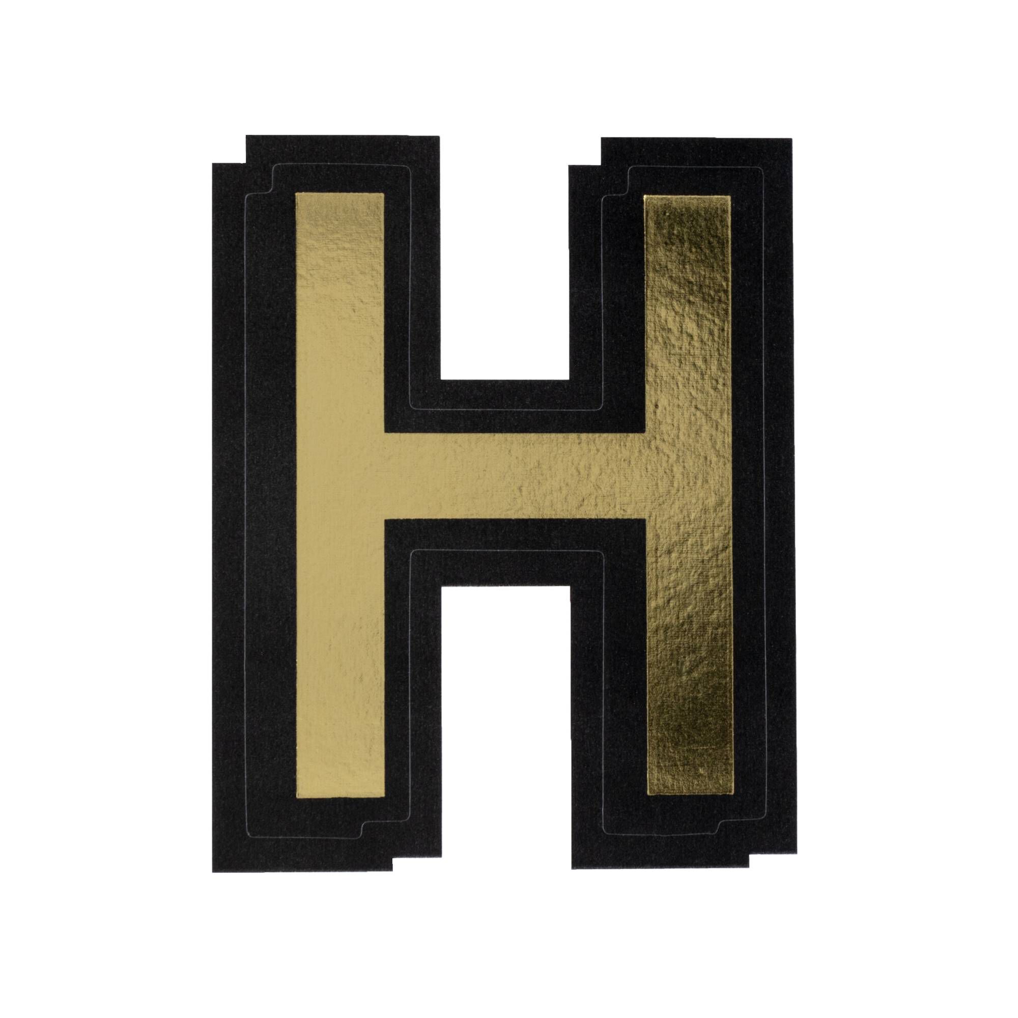 Black and Gold Vinyl Letter H Sticker 5cm