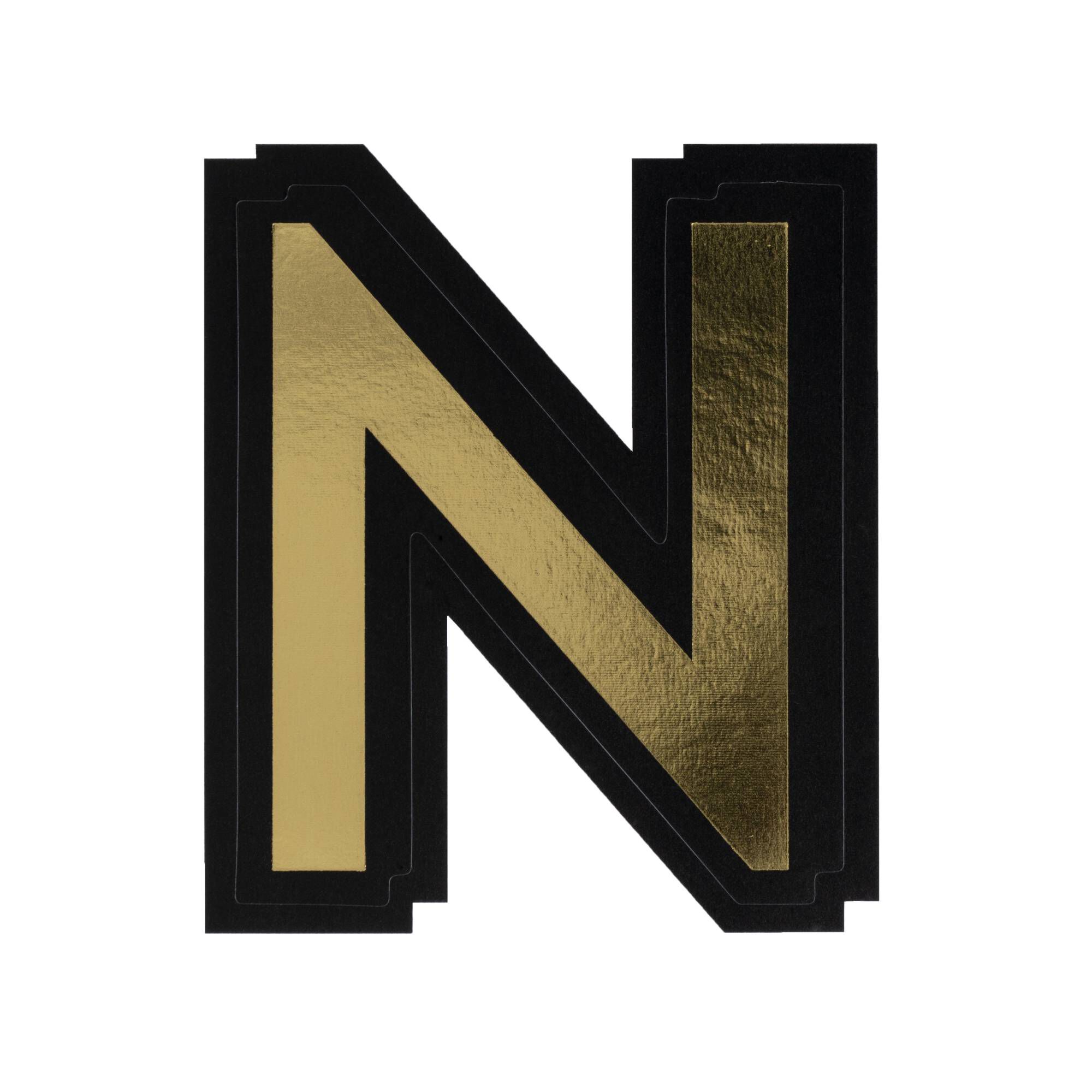 Black and Gold Vinyl Letter N Sticker 5cm