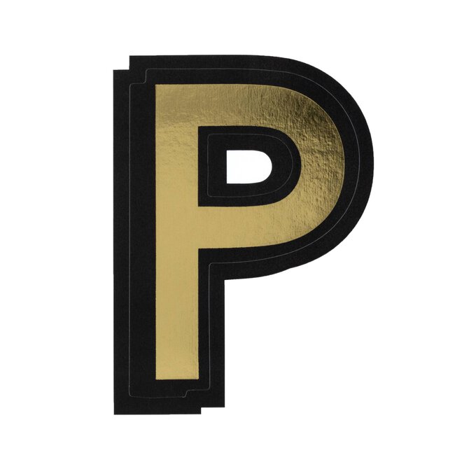 Black and Gold Vinyl Letter P Sticker 5cm
