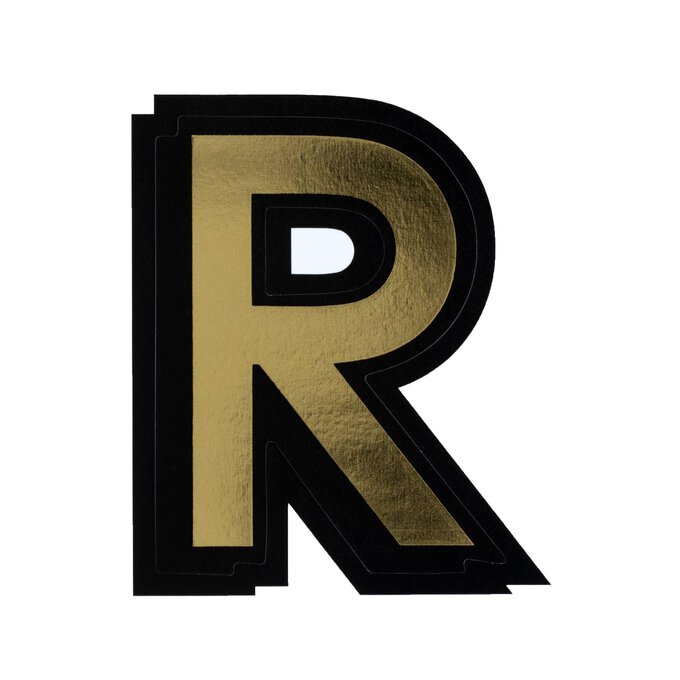 Black and Gold Vinyl Letter R Sticker 5cm