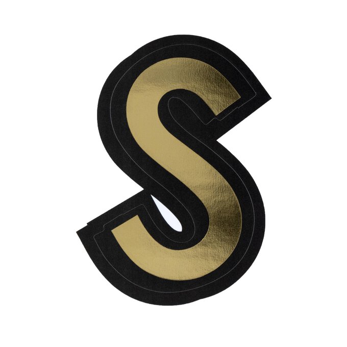 Black and Gold Vinyl Letter S Sticker 5cm