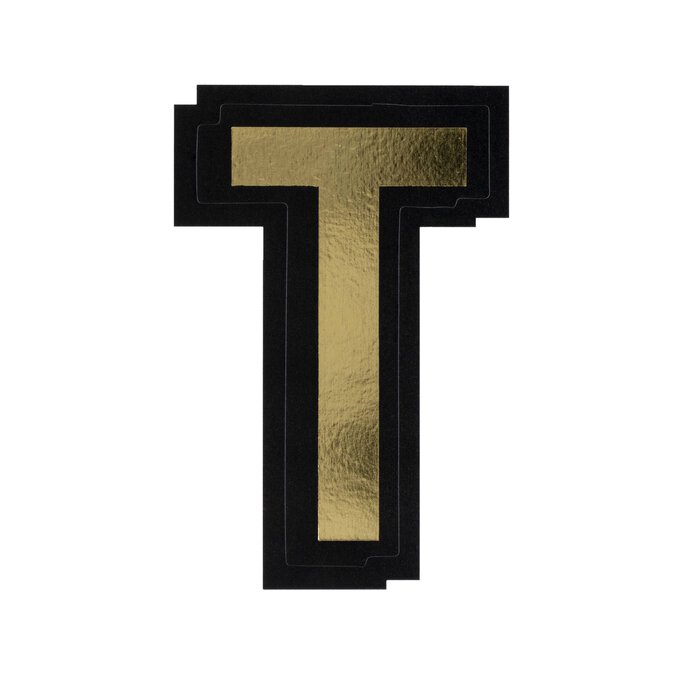 Black and Gold Vinyl Letter T Sticker 5cm