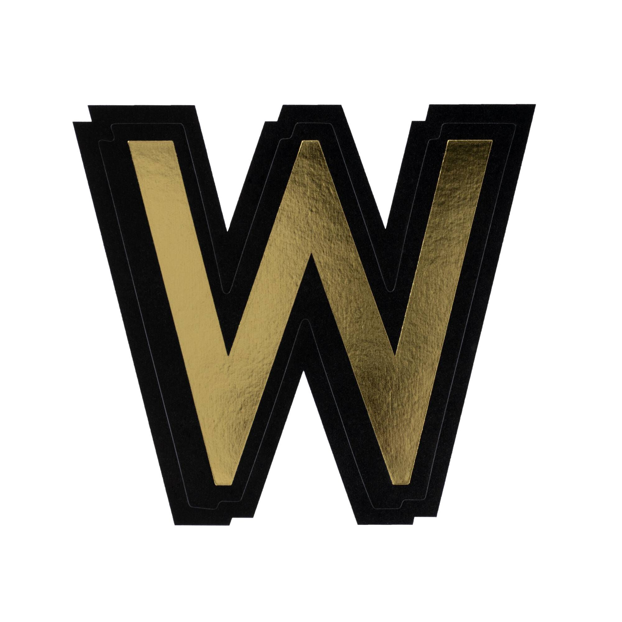Black and Gold Vinyl Letter W Sticker 5cm