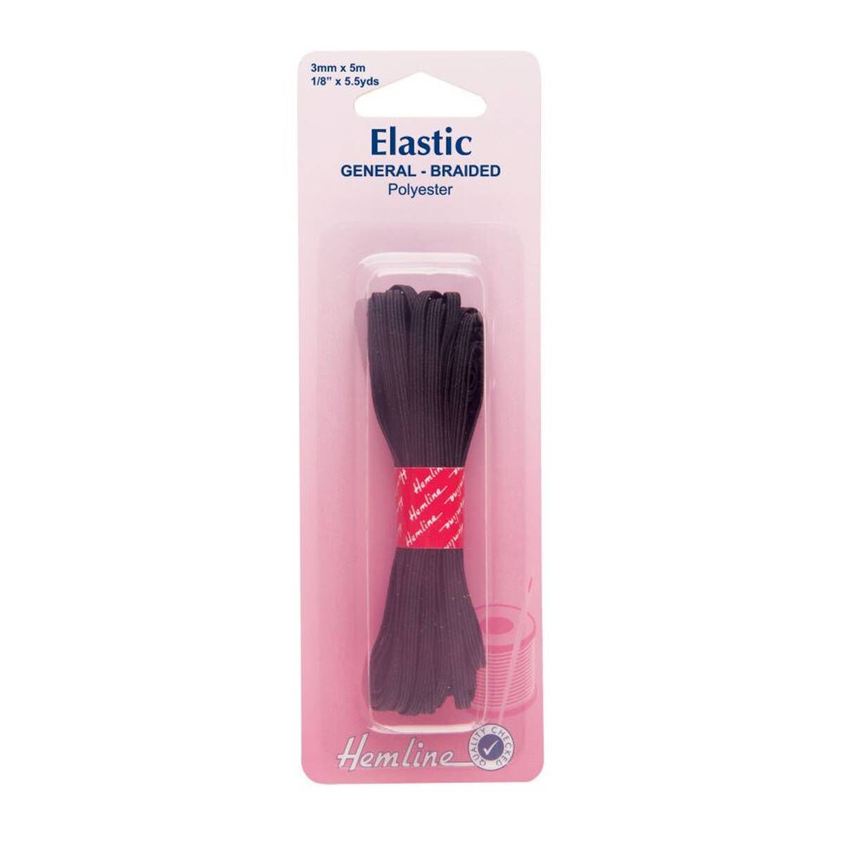 Hemline Black Elastic 3mm x 5m