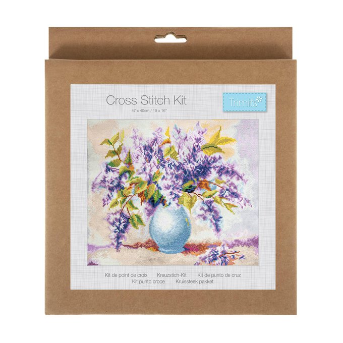 Trimits Lilac Large Cross Stitch Kit 33cm x 39.5cm 1 Trimits Lilac Large Cross Stitch Kit 33cm x 39.5cm