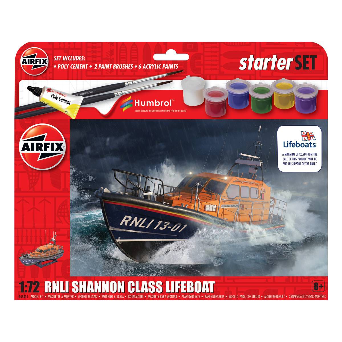 Airfix RNLI Shannon Class Lifeboat Model Starter Set 1:72 1 Airfix RNLI Shannon Class Lifeboat Model Starter Set 1:72