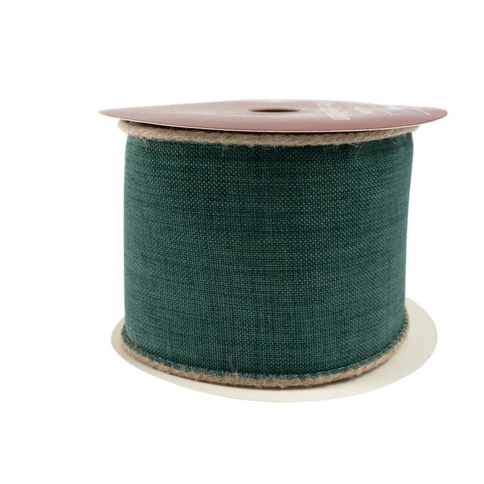 Jute Trim Green Linen Wire Edge Ribbon 63mm x 3m 5 Jute Trim Green Linen Wire Edge Ribbon 63mm x 3m