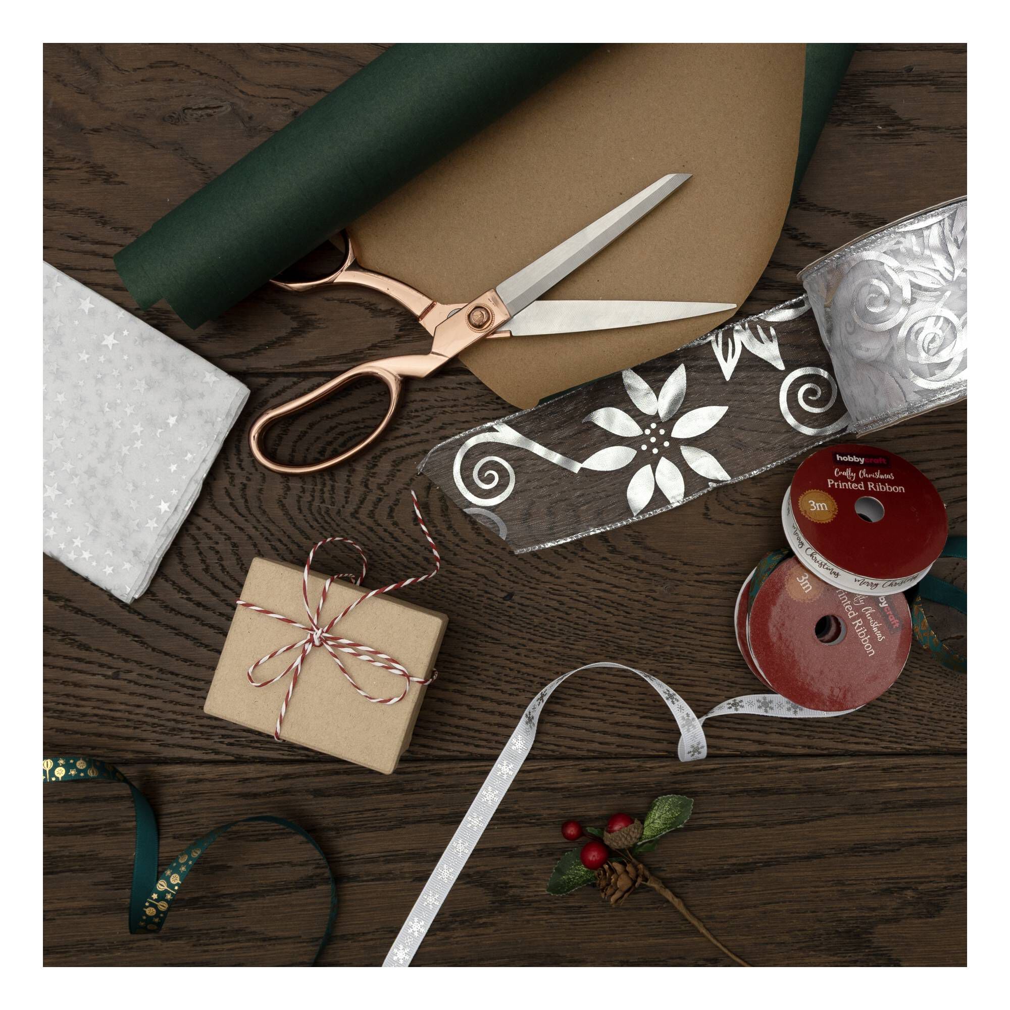 Gold Bauble Printed Ribbon 15mm x 3m 3 Gold Bauble Printed Ribbon 15mm x 3m