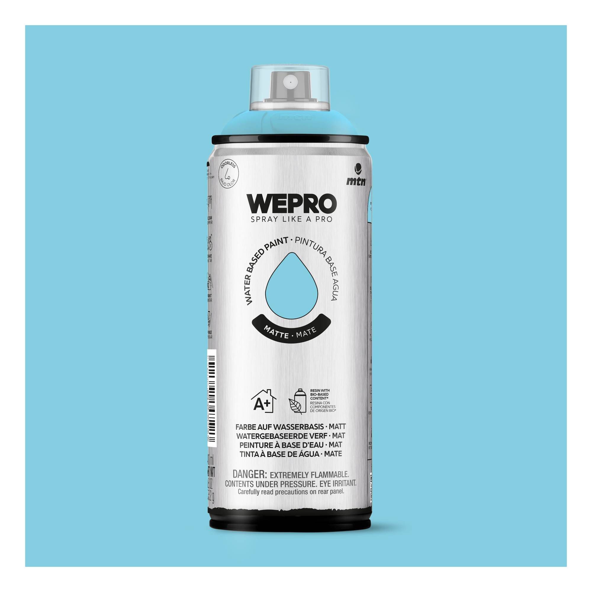 MTN WEPRO Pacific Blue Matte Water-Based Spray Paint 400ml 1 MTN WEPRO Pacific Blue Matte Water-Based Spray Paint 400ml