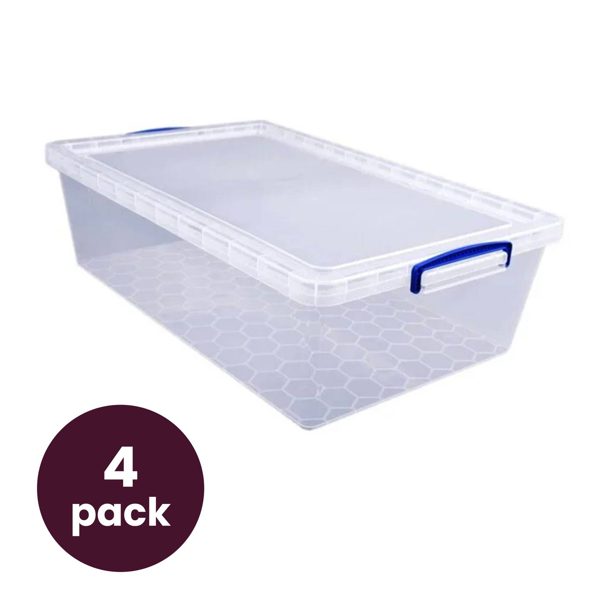 Really Useful Underbed Plastic Storage Box 43 Litres 4 Pack Bundle 1 Really Useful Underbed Plastic Storage Box 43 Litres 4 Pack Bundle